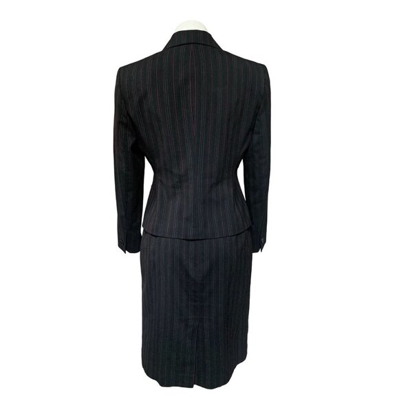 Anne Klein Pin Stripe Skirt Suit Petite 6 Blazer + Pencil Skirt Gray Pink - Picture 5 of 14